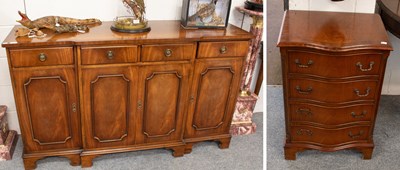 Lot 1311 - A Reproduction Cross Banded Mahogany Break...