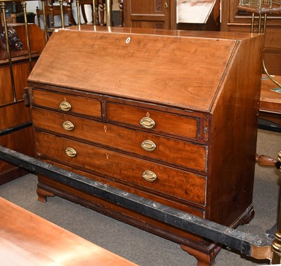 Lot 1405 - A George III Inlaid Mahogany Bureau, circa...
