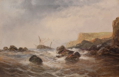 Lot 1270 - William P Rogers (act.1842-1883) Stormy sea...