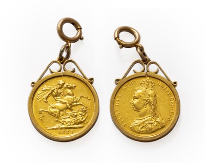 Lot 317 - A Sovereign Pendant, dated 1887, in a 9 carat...
