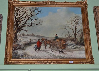 Lot 359 - Follower of Thomas Smythe, horse and cart with figures in a winter landscape