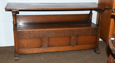 Lot 1467 - A Large 20th Century Oak Monks Bench/Table,...