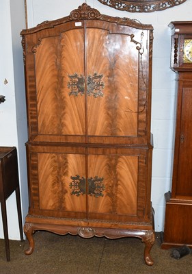 Lot 1377 - A Reproduction Cross Banded Walnut Cocktail...