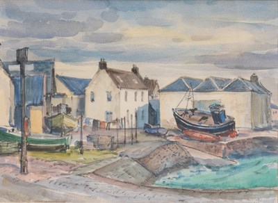 Lot 1192 - British School (20th century) Fishing village...
