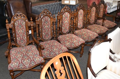 Lot 1435 - A Set of Six Carved Oak Dining Chairs,...