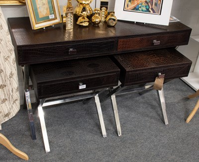Lot 1332 - A Three Piece Faux Reptile Skin Bedroom Suite,...