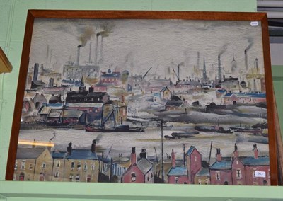 Lot 363 - After L S Lowry, Industrial scene, published by J Lyons & Co Ltd., lithographed and printed by...