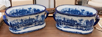 Lot 246 - A Pair of Reproduction Blue and White Transfer-...