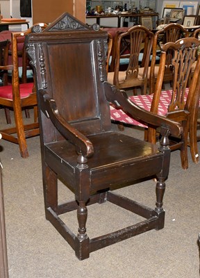 Lot 1425 - An 18th Century Carved Oak Wainscot Chair
