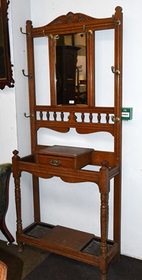 Lot 1463 - An Early 20th Century Mirrored Oak Hallstand,...