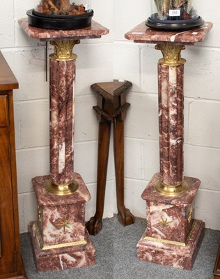 Lot 1313 - A Pair of Gilt Metal Mounted Marble Columns,...