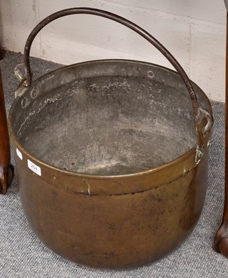 Lot 254 - A 19th Century Brass Log Bin, with iron swing...