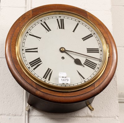 Lot 1479 - A Mahogany Wall Timepiece, 12 inch painted...