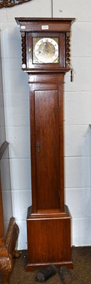Lot 1375 - A Small Oak Eight Day Longcase Clock, square...