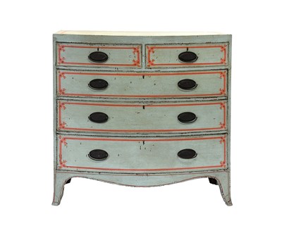 Lot 452 - A Regency Painted and Oak-Lined Bowfront Chest,...