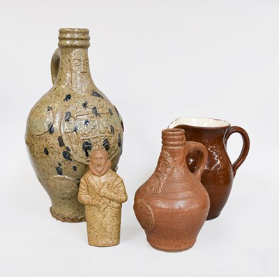Lot 147 - Two Bellarmine Style Pottery Stoneware Jugs, a...