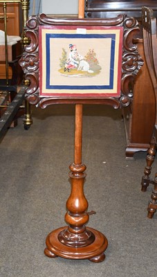 Lot 1407 - A Victorian Mahogany Pole Screen, with...