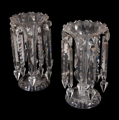 Lot 414 - A Pair of Cut Glass Lustres, 19th century, of...