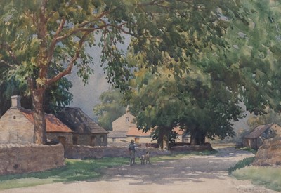 Lot 1003 - Tom Whitehead (1886-1959) Rural village scene...