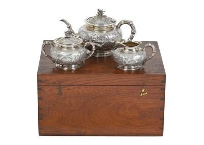 Lot A Three-Piece Chinese Export Silver Tea-Service