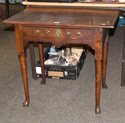 Lot 1472 - A Georgian II Oak Lowboy, with single drawer...