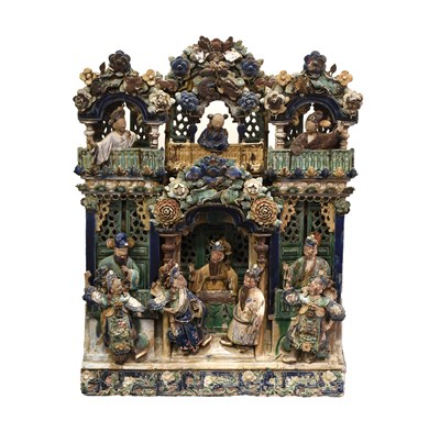 Lot 54 - A Chinese Architectural Tile Panel, in Ming...