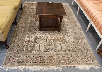 Lot 1291 - Kashmir Silk Rug, the compartmentalised field...