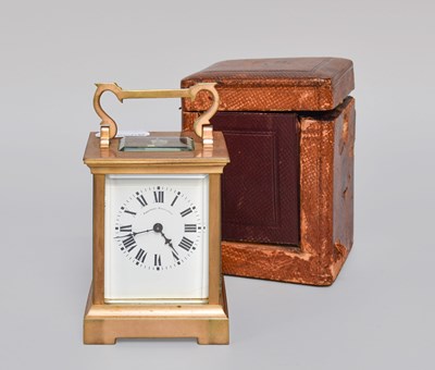 Lot 11 - A French Brass Carriage Timepiece, circa 1910,...