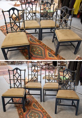 Lot 1340 - A Set of Eight Blue Painted Chinese Style...