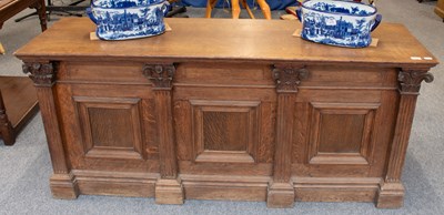 Lot 1344 - A Late Victorian Carved Oak Low Counter, the...