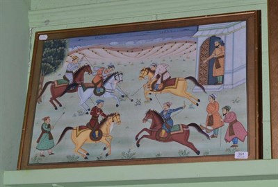 Lot 391 - Framed Indian gouache figures on horseback