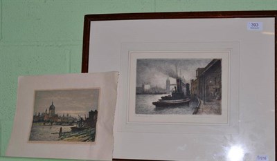 Lot 393 - The Port of London and St Pauls from Blackfriars by Claude Rowbotham (2)