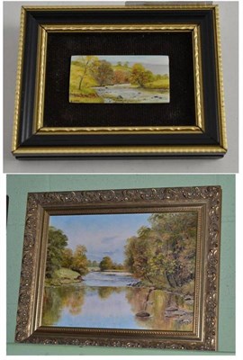 Lot 394 - A miniature picture on piano key by John Dean, landscape between Yockenthwaite and Hubberholme,...