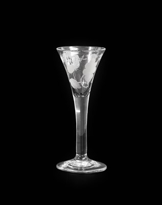 Lot 153 - A Jacobite Wine Glass, circa 1750, the funnel...