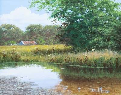 Lot 1080 - David Morgan (20th Century) River landscape...