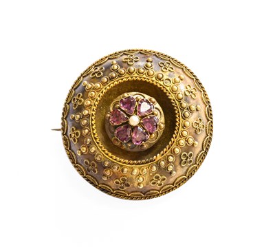 Lot 356 - A Mourning Brooch, of yellow circular form...