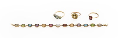 Lot 342 - Three Multi-Gem Set Rings, comprising of a...