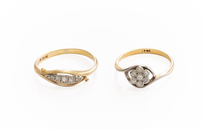 Lot 350 - A Diamond Cluster Ring, finger size J1/2 and A...