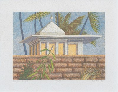 Lot 1039 - Edwina Ellis (b.1946) "Malabar temple" Signed,...