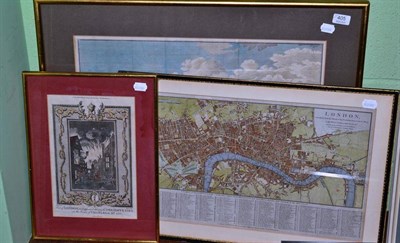 Lot 405 - Print of the South East Prospect of Westminster Bridge, another print of the Great Fire of...