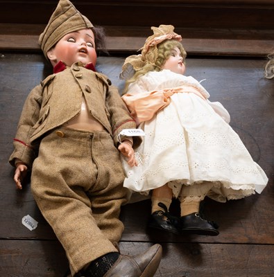 Lot 1168 - J D Kestner Bisque Socket Head 260 Doll, with...