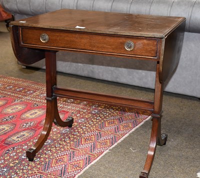 Lot 1441 - A Regency Style Mahogany Drop Leaf Lamp Table,...