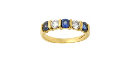 Lot 2217 - An 18 Carat Gold Sapphire and Diamond Five...
