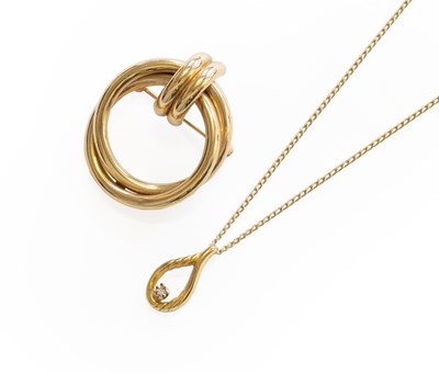 Lot 300 - A Brooch, of hoop form, stamped '375',...