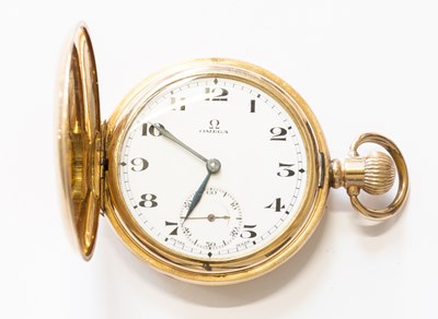Lot 368 - A Plated Full Hunter Omega Pocket Watch,...