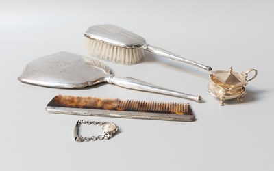 Lot 122 - A three piece sterling silver dressing table...