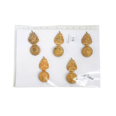 Lot 118 - A Collection of Five Fusiliers OR's Grenade...