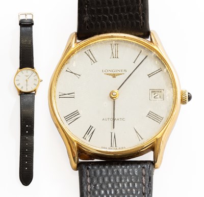 Lot 401 - A Plated Longines Automatic Calendar Wristwatch