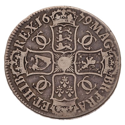Lot 63 - Charles II, Crown 1679, T.PRIMO, third draped...