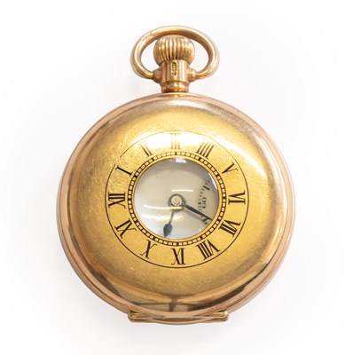 Lot 403 - A 9 Carat Gold Half Hunter Buren Pocket Watch